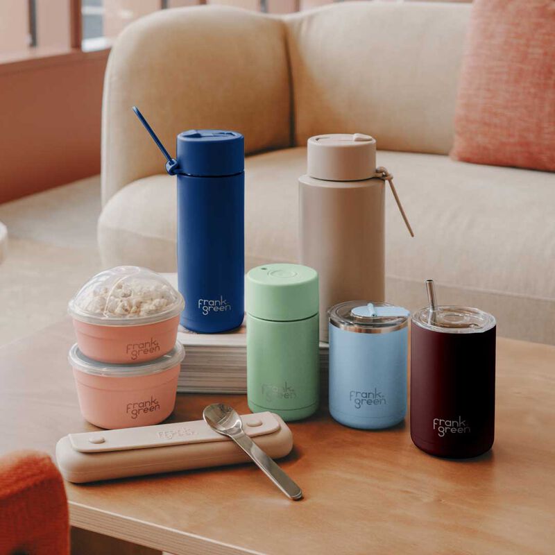 frank green 20oz Ceramic Bottle with Flip Straw Lid Deep Ocean image number 1